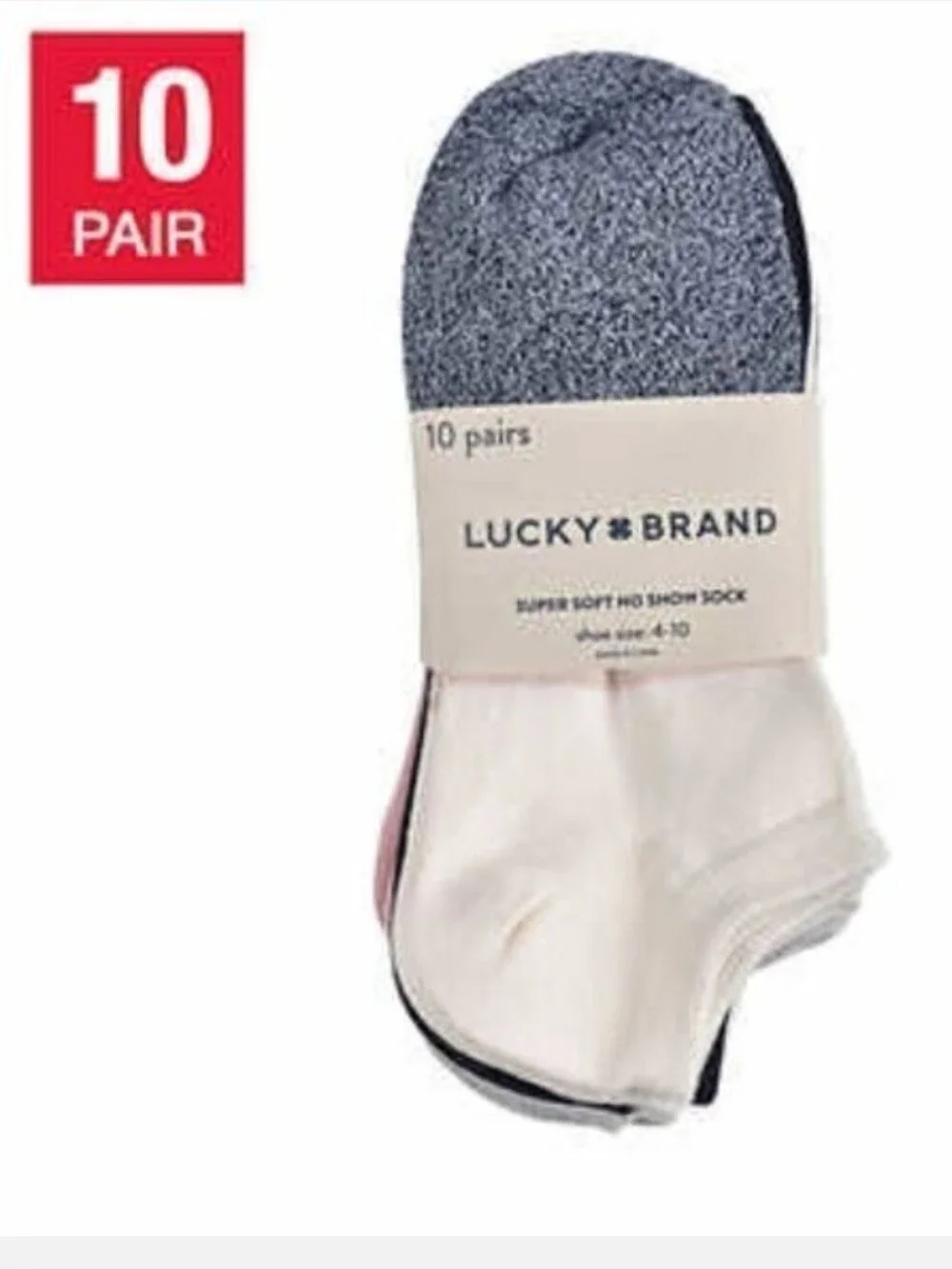 Lucky Brand Men’s 10-Pack Low-Cut No-Show Socks - White, Gray, Pink